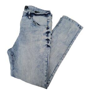 WT O2 Stonewashed Jeans Mens Size 36 X 30 Straight Leg Mid Rise Denim Pants